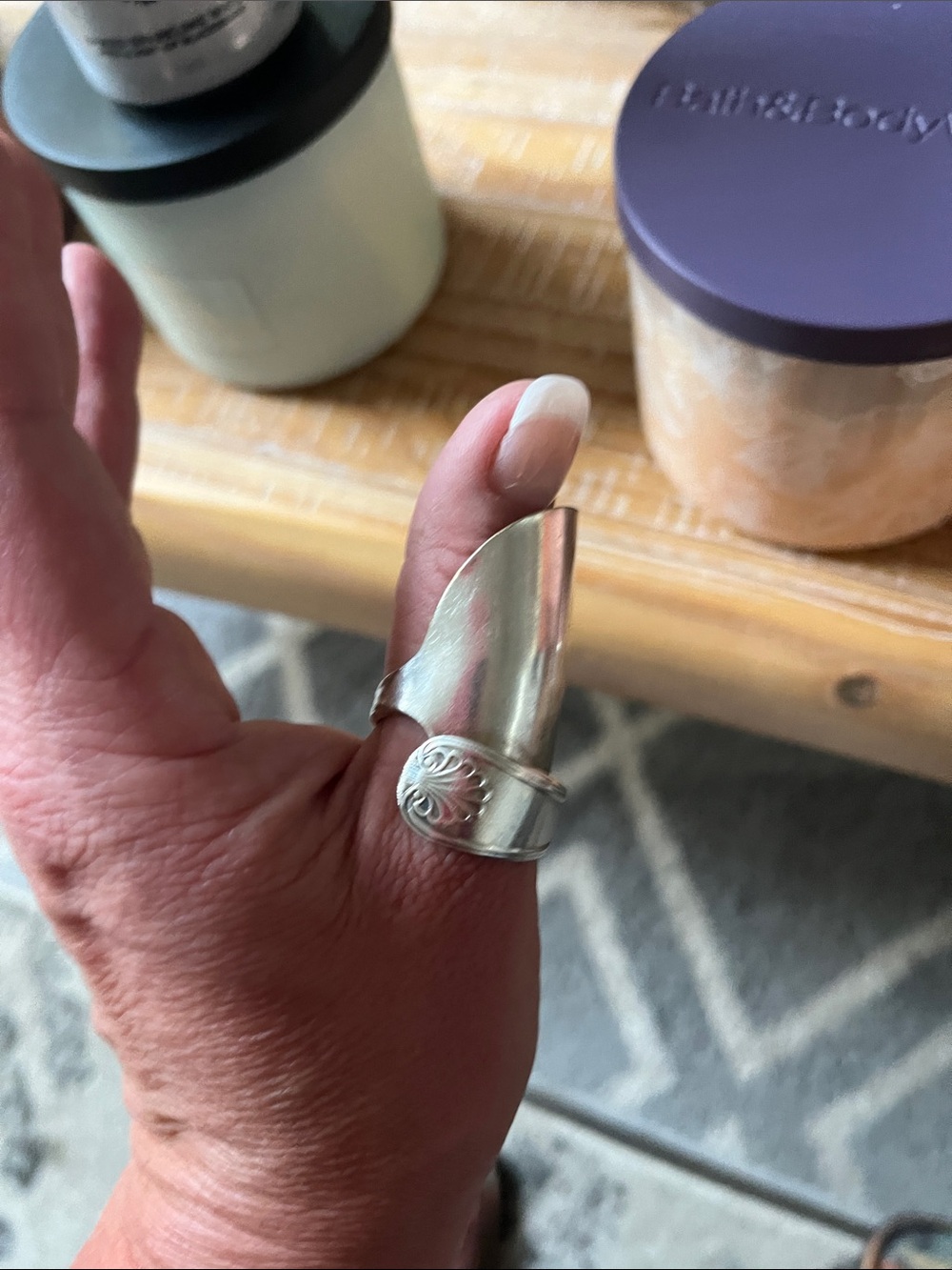 Sterling Silver plated saddleback (Vintage Spoon) Bold Statement Ring - 10-1/2